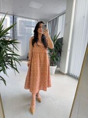Cr 1346 Cıtır Desen Keten Elbise