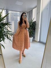 Cr 1346 Cıtır Desen Keten Elbise