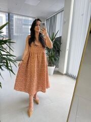 Cr 1346 Cıtır Desen Keten Elbise