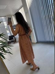 Cr 1346 Cıtır Desen Keten Elbise