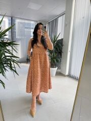 Cr 1346 Cıtır Desen Keten Elbise
