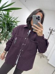 Dgf 2399 Mürdüm Nakışlı Polar Ceket