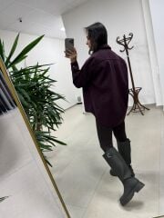 Dgf 2399 Mürdüm Nakışlı Polar Ceket