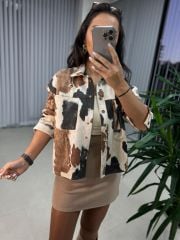 Frau Acr 2010 Braun gemusterte Nubukjacke