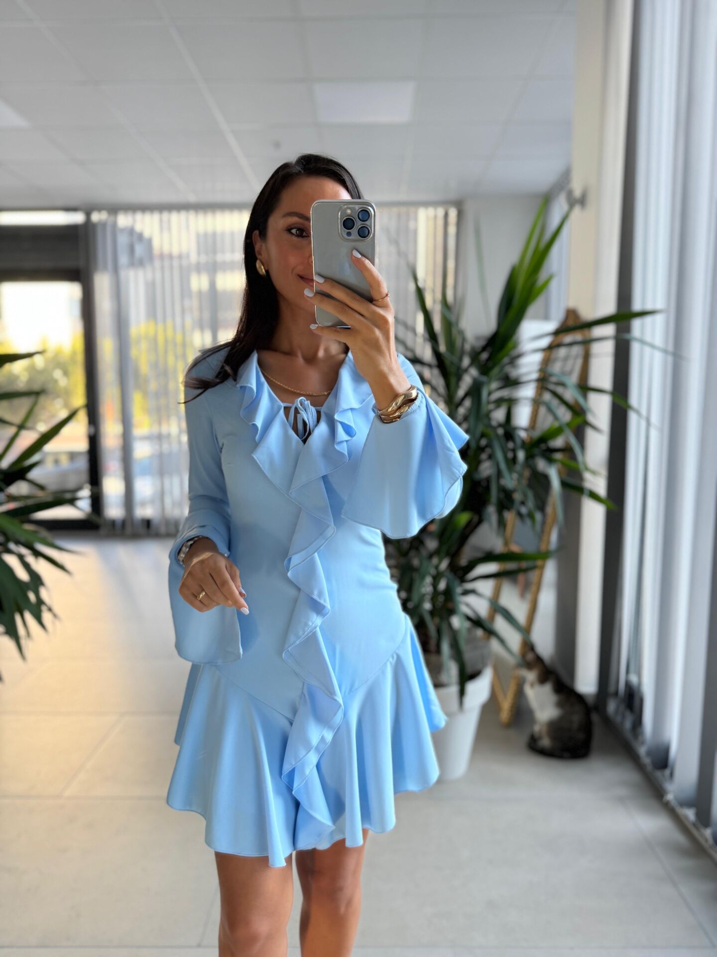 Sv 1097 Blassom Bebe Mavi Fırfır Detaylı Elbise