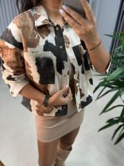 Frau Acr 2010 Braun gemusterte Nubukjacke