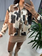 Frau Acr 2010 Braun gemusterte Nubukjacke