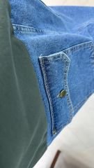 Dr 2491 Eteği Denimli Haki Sweat Elbise