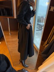 Ms 2129 Kendinden Bağlamalı Siyah Gömlek Elbise