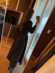 Ms 2129 Kendinden Bağlamalı Siyah Gömlek Elbise