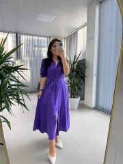 Dr 8437 Mor Viskon Gömlek Elbise
