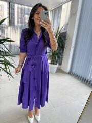 Cr 1345 Mor Viskon Gömlek Elbise