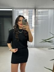 Nw. Basic Vatkalı Siyah Elbise