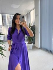 Dr 8437 Mor Viskon Gömlek Elbise