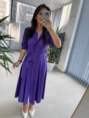 Cr 1345 Mor Viskon Gömlek Elbise