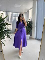 Dr 8437 Mor Viskon Gömlek Elbise