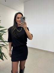 Nw. 4206 Basic Vatkalı Siyah Elbise