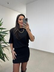 Nw. 4206 Basic Vatkalı Siyah Elbise