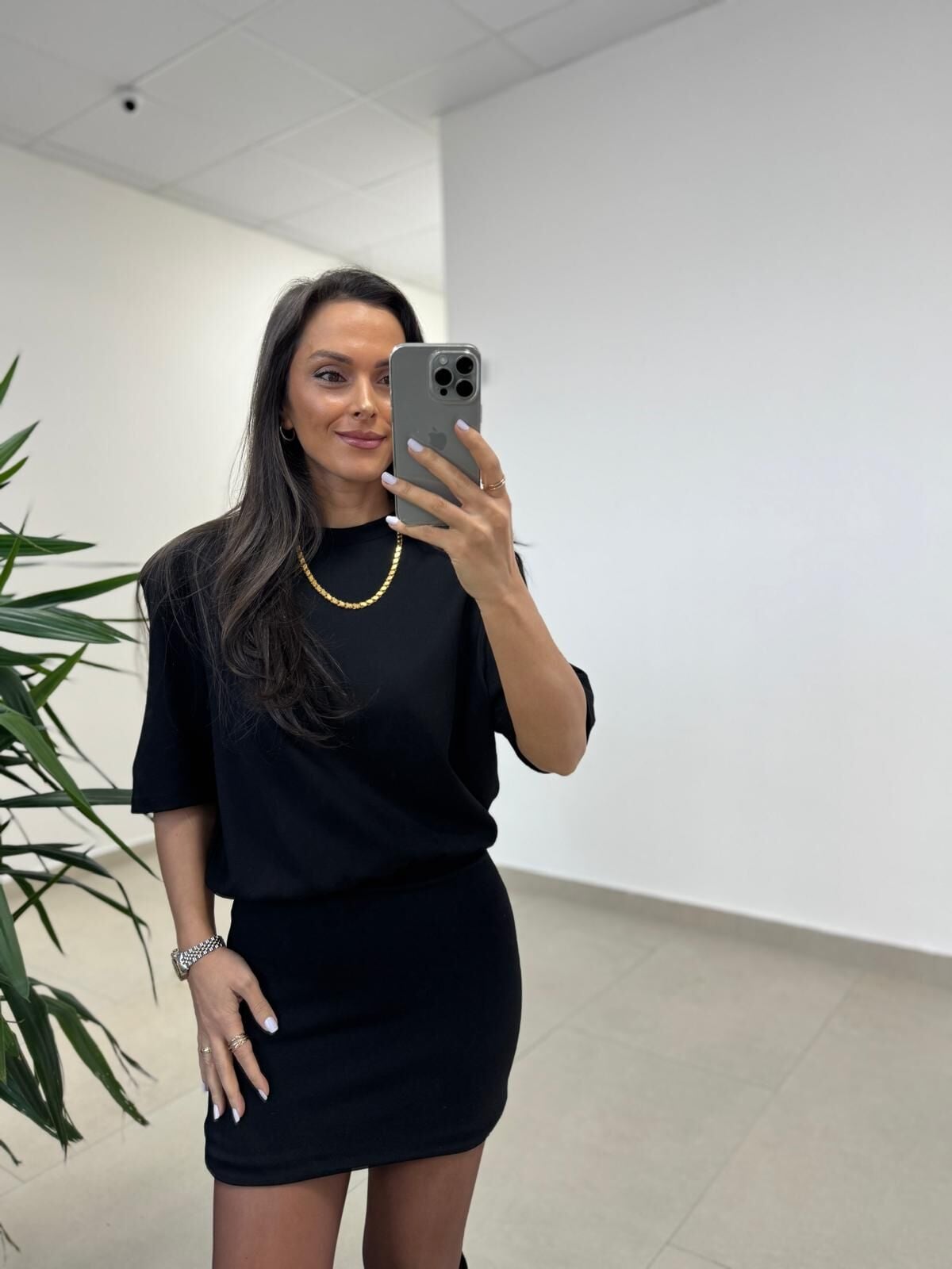 Nw. 4206 Basic Vatkalı Siyah Elbise