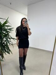 Nw. 4206 Basic Vatkalı Siyah Elbise