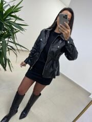 Nw. 4206 Basic Vatkalı Siyah Elbise