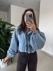 Spt 5071 Mavi Denim Balonkol Ceket