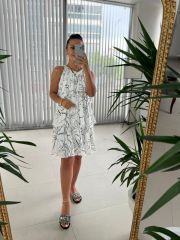 Ms Halter Yaka Kat Kat Şifon Elbise
