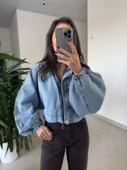 Spt 5071 Mavi Denim Balonkol Ceket