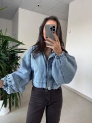 Spt 5071 Mavi Denim Balonkol Ceket