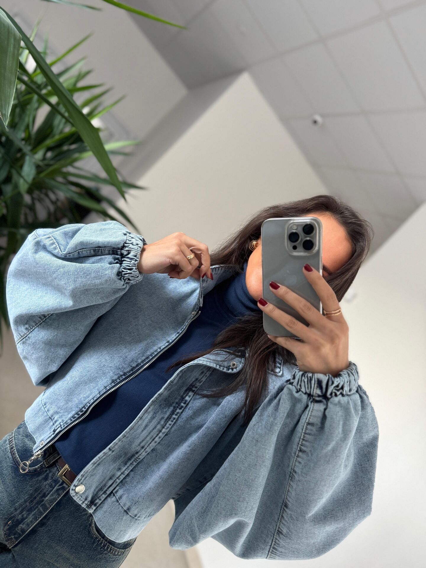 Spt 5071 Mavi Denim Balonkol Ceket