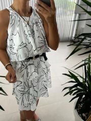 Ms Halter Yaka Kat Kat Şifon Elbise
