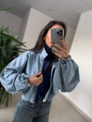 Spt 5071 Mavi Denim Balonkol Ceket