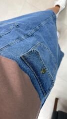 Dr 2491 Eteği Denimli Kahve Sweat Elbise