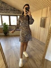 Zr ipek saten leo gömlek elbise