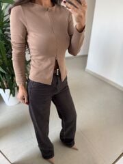 Spt 488 Wide Leg Yıkamalı Kahve Tint Pantolon