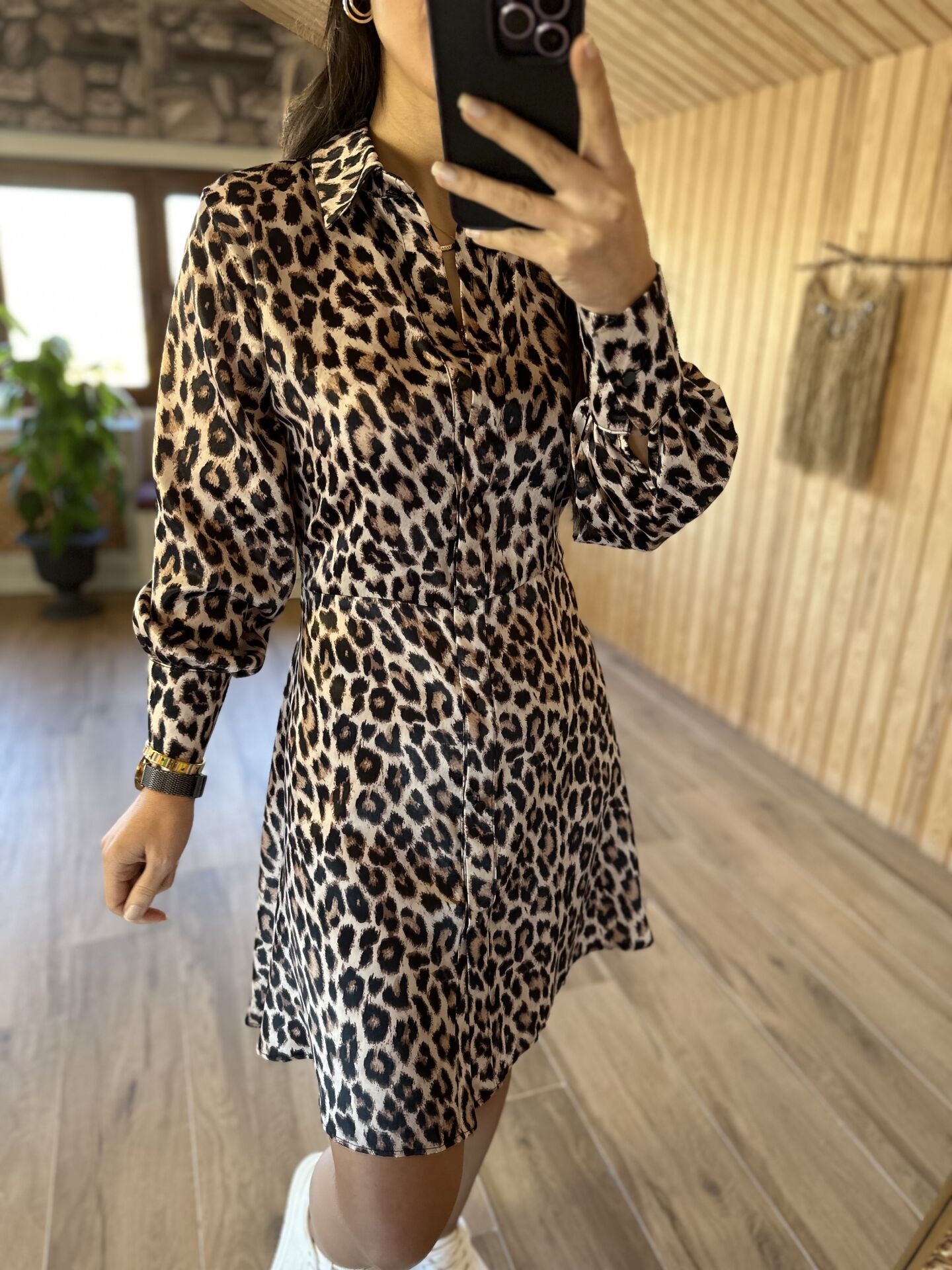 Zr ipek saten leo gömlek elbise