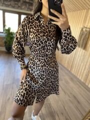 Zr ipek saten leo gömlek elbise