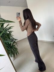 Spt 488 Wide Leg Yıkamalı Kahve Tint Pantolon