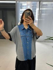 Dr Denim Detaylı Eteği Poplin Elbise