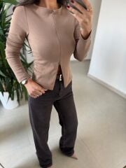 Spt 488 Wide Leg Yıkamalı Kahve Tint Pantolon