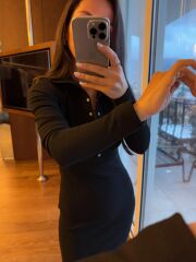 Mz 22769 Gümüş Çıtçıtlı Siyah Ottoman Elbise