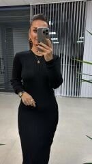 Bh Siyah Kalem Triko Elbise