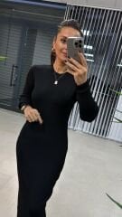 Bh Siyah Kalem Triko Elbise