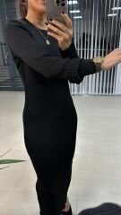 Bh Siyah Kalem Triko Elbise