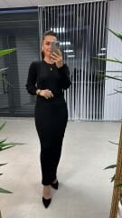 Bh Siyah Kalem Triko Elbise