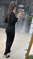 Bh Siyah Kalem Triko Elbise