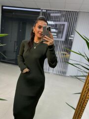 Bh Haki Kalem Triko Elbise