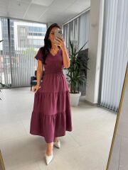 Pr 2053 Bordo Bel Gipeli Tensel Elbise