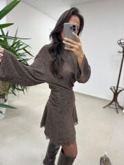 Rn 35527 Bel Drapeli Dantel Detaylı Elbise