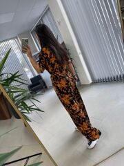 Cr 1189 Siyah-Sarı Belden Büzgülü Tulum